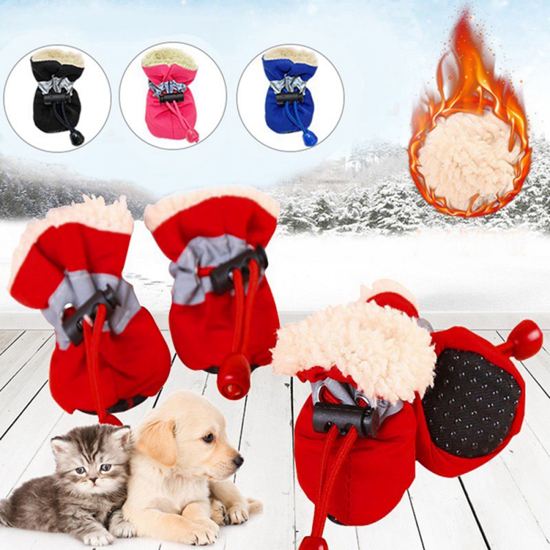 4pcs/set Winter Pet Shoes 
Anti-slip Snow Boots  
Small Cats/Dogs - Gillie's Boutique